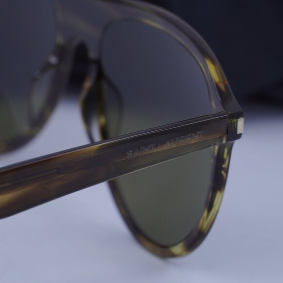Saint Laurent SL432 SLIM 005 Aviator Sunglasses - Havana/Green - Picture 5 of 10